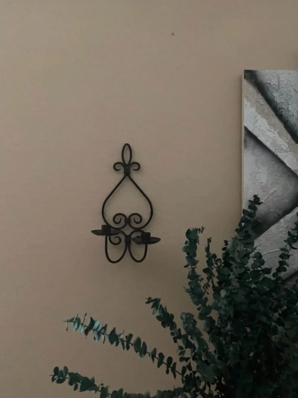 PartyLite Set of 2 Black Metal Wall Candle Sconces Vintage Home Decor